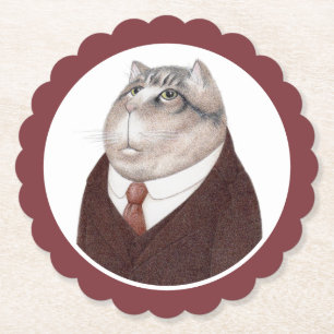 VALET CAT-SKALLIERTE Rundpapier-Untersetzer Untersetzer