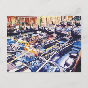 "Valet Parking" Gondola Scene Wasserfarbe Postkarte