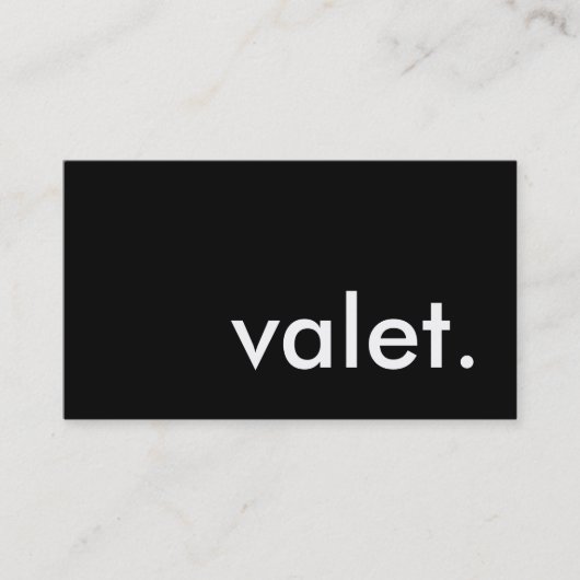 Valet. Visitenkarte (Vorderseite)