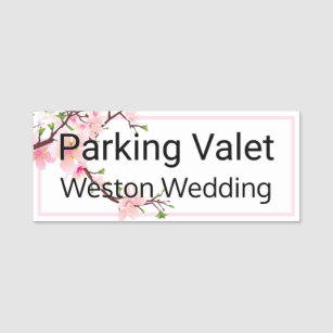 Valet Wedding Cherry Blüten Magnetic Back Namensschild