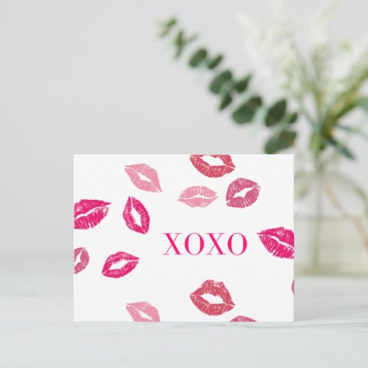 Valetines Day Card "XOXO" Postkarte (Stehend Vorderseite)