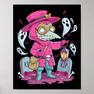 Valgory Vintag Gothic Plague Doctor Graves Hallow Poster