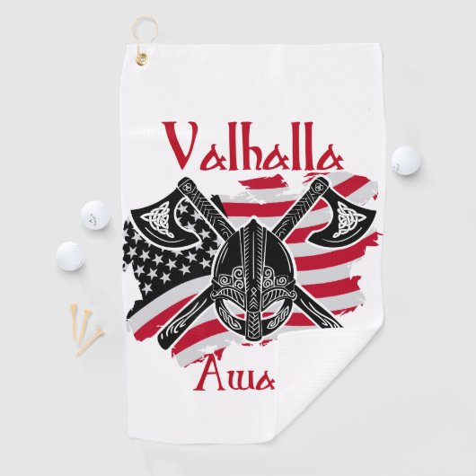 Valhalla Awaits - Amerikanische Flagge Golfhandtuch (Insitu)
