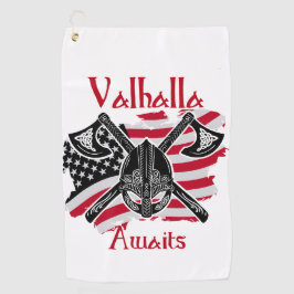 Valhalla Awaits - Amerikanische Flagge Golfhandtuch