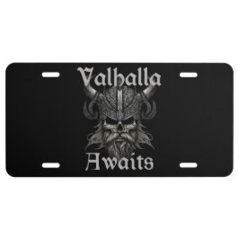 Valhalla Awaits - Skull US Nummernschild
