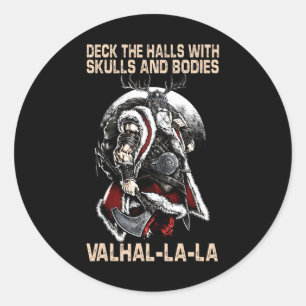 Valhalla-La Deck die Säle mit Schädel und Körper Runder Aufkleber