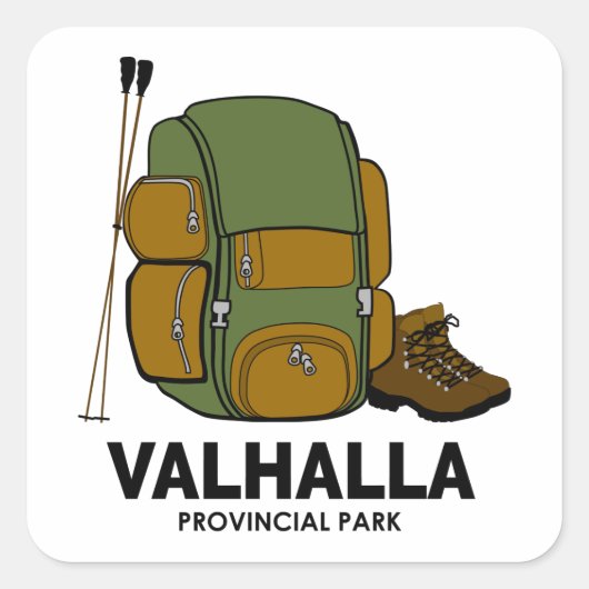 Valhalla Provincial Park Backpack Quadratischer Aufkleber (Vorderseite)
