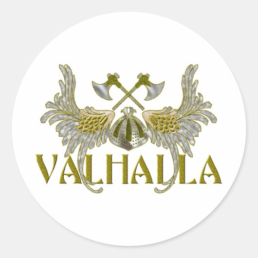 Valhalla Runder Aufkleber (Vorderseite)