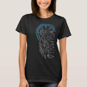 Valhalla Wolf Mask Odin Runes Norse Compass Viking T-Shirt