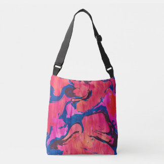 Valiant 1 Rot Blau Ebru Stil Abstrakte Tasche