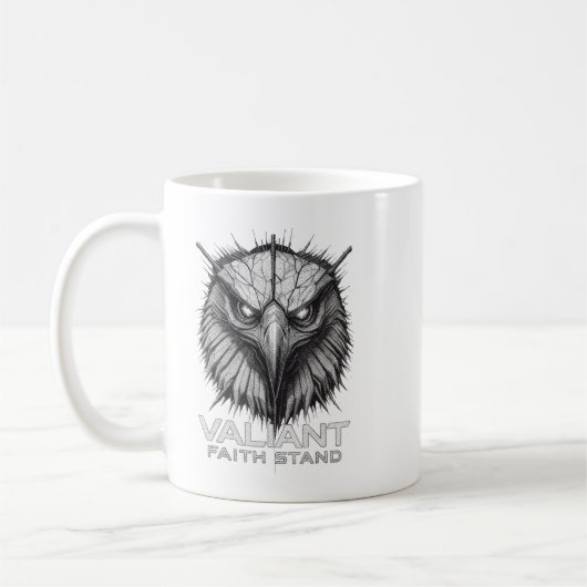 Valiant Faith Stand Eagle Christian Courage Streng Kaffeetasse (Links)