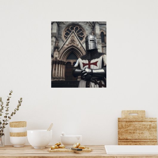 Valiant Silver Detailed Templar Ritter Historisch Poster (Küche)