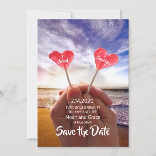 Valintine Twin Flame Save the Dates Date (Vorderseite)