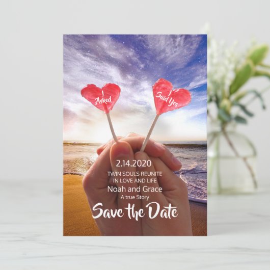 Valintine Twin Flame Speichern Sie die Daten Save The Date (Stehend Vorderseite)