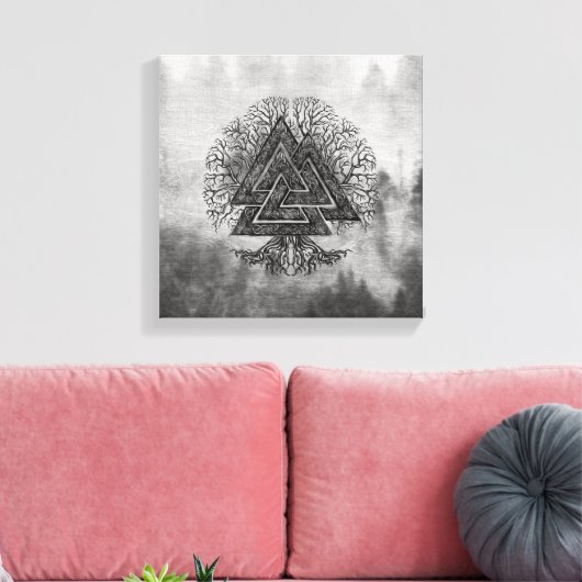 Valknut and Tree of Life Yggdrasil Leinwanddruck (Insitu (Wohnzimmer))