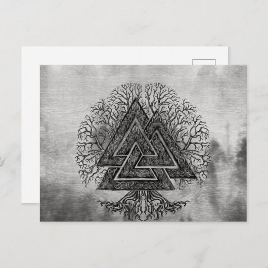Valknut and Tree of Life Yggdrasil Postkarte (Vorne/Hinten)