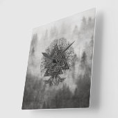 Valknut and Tree of Life Yggdrasil Quadratische Wanduhr (Winkel)