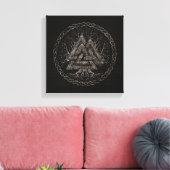 Valknut and Tree of Life Yggrdrasil Leinwanddruck (Insitu (Wohnzimmer))