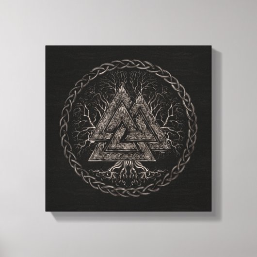 Valknut and Tree of Life Yggrdrasil Leinwanddruck (Vorderseite)