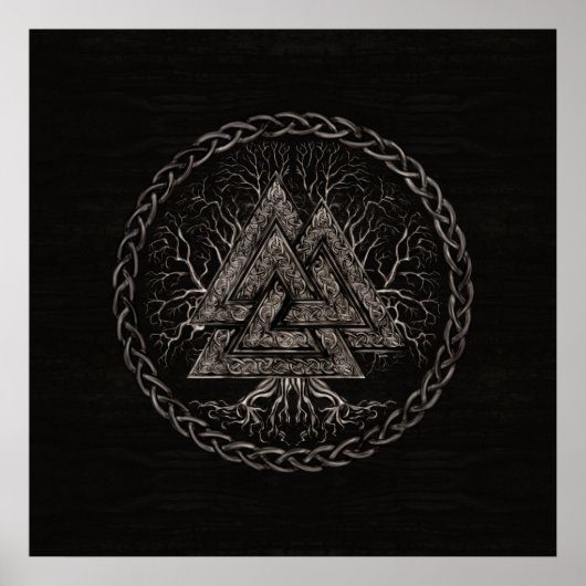 Valknut and Tree of Life Yggrdrasil Poster (Vorne)