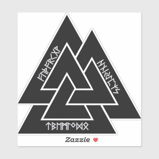 Valknut Etched Runes Sticker (Vinyl) (Blatt)