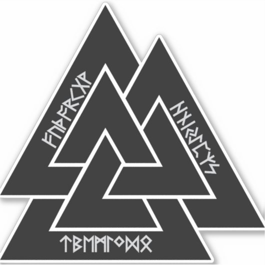 Valknut Etched Runes Sticker (Vinyl) (Vorderseite)