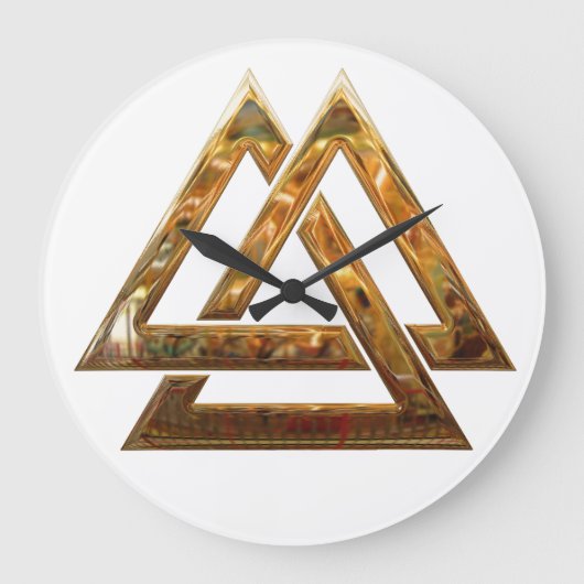 Valknut - Gold Große Wanduhr (Vorderseite)