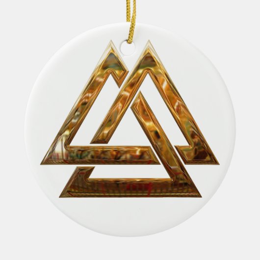 Valknut - Gold Keramikornament (Vorne)