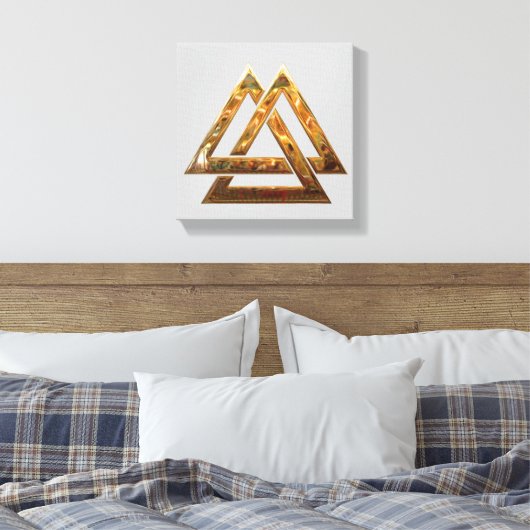 Valknut - Gold Leinwanddruck (Insitu (Schlafzimmer))