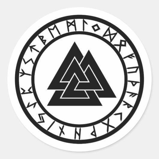 Valknut II - Runenkreis Runder Aufkleber (Vorderseite)