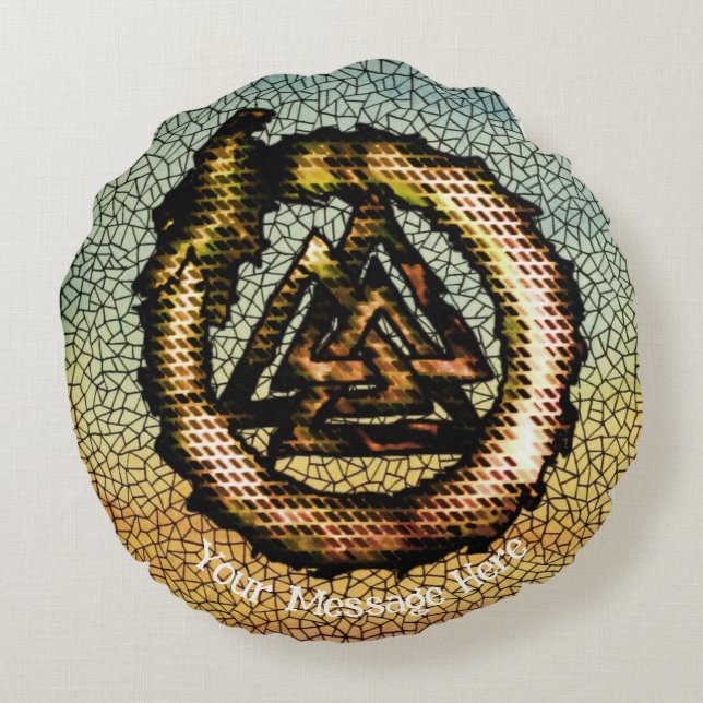 Valknut (Ouroboros) Rundes Kissen (Rückseite)