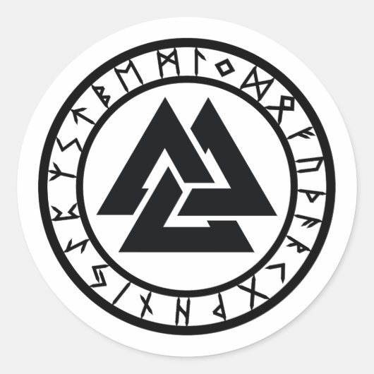 Valknut - Runenkreis Runder Aufkleber (Vorderseite)