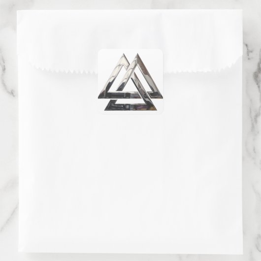 Valknut - silber quadratischer aufkleber (Tasche)