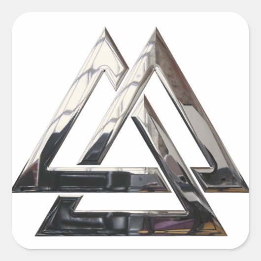 Valknut - silber quadratischer aufkleber (Vorderseite)