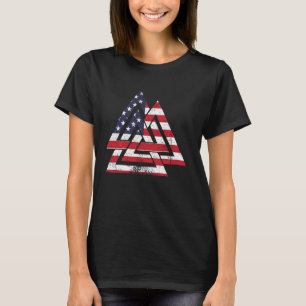 Valknut Symbol America Usa Flag Patriotic Viking W T-Shirt