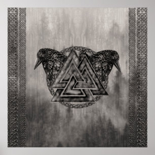 Valknut Symbol and Ravens Poster