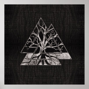 Valknut Symbol and Tree of life  -Yggdrasil Poster