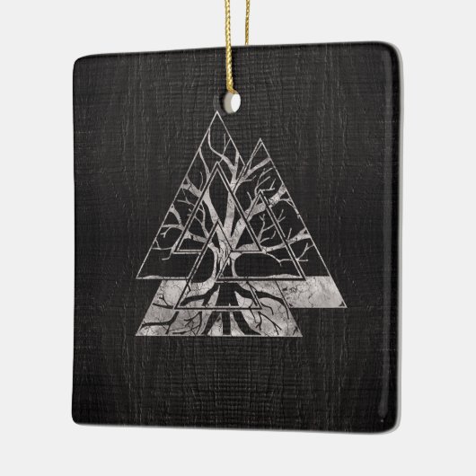 Valknut Symbol und Baum des Lebens - Yggdrasil Keramikornament (Links)