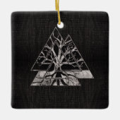 Valknut Symbol und Baum des Lebens - Yggdrasil Keramikornament (Vorderseite)
