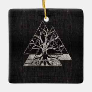 Valknut Symbol und Baum des Lebens - Yggdrasil Keramikornament