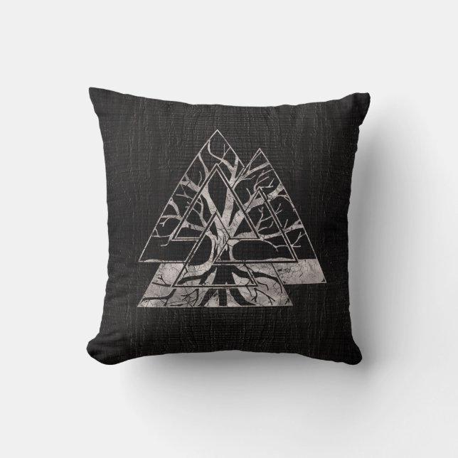 Valknut Symbol und Baum des Lebens - Yggdrasil Kissen (Vorderseite)