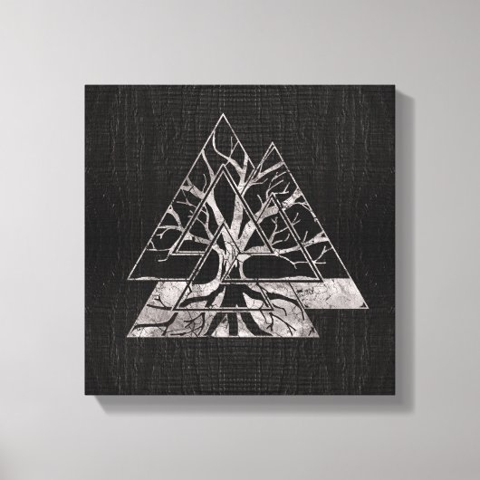 Valknut Symbol und Baum des Lebens - Yggdrasil Leinwanddruck (Vorderseite)