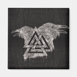 Valknut Symbol und Rabe Magnet