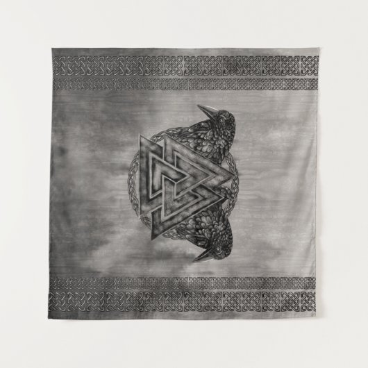 Valknut Symbol und Raben Wandteppich (Vorderseite (Horizontal))