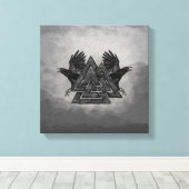 Valknut Symbol und Ravens Leinwanddruck (Insitu (Holzboden))
