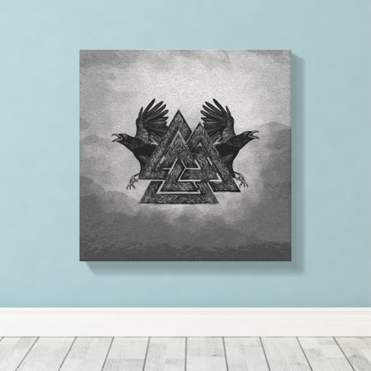 Valknut Symbol und Ravens Leinwanddruck (Insitu (Holzboden))