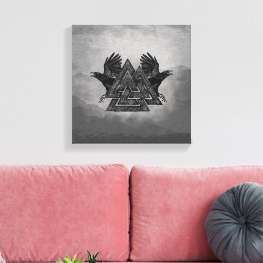 Valknut Symbol und Ravens Leinwanddruck (Insitu (Wohnzimmer))