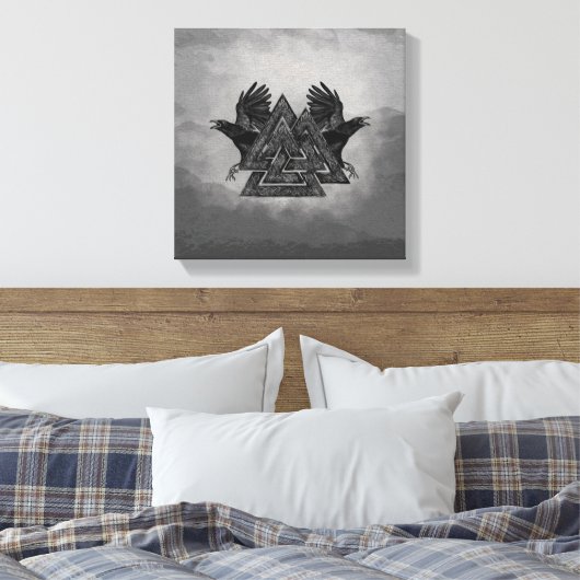 Valknut Symbol und Ravens Leinwanddruck (Insitu (Schlafzimmer))