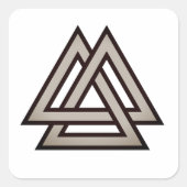 Valknut-Symbolvariante Quadratischer Aufkleber (Vorderseite)