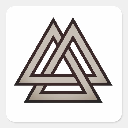 Valknut-Symbolvariante Quadratischer Aufkleber (Vorderseite)